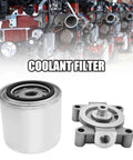 Coolant Filter With Filter Base Replacement For Freightliner M2 112 114SD 106 108SD And Peterbilt Trucks image showing filter and base