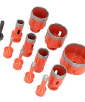 Heavy Duty 11 Piece Hole Saw Kit With M14 Adapter For Drilling Ceramic Tile Marble And Granite. vacuum brazed steel hole saw set