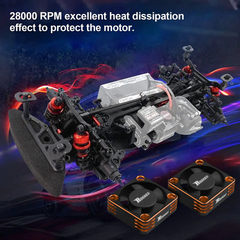 Beefed Up RC Motor Cooling Fan And Heatsink For Brushless 540 550 Motors Up To 28000RPM ESC Cooling in black and orange