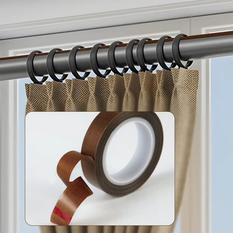 Hella Smooth Low Friction Drawer Slide Tape Two Rolls Half Inch By Thirty Three Feet No Squeak Adhesive Padding on brown curtain.