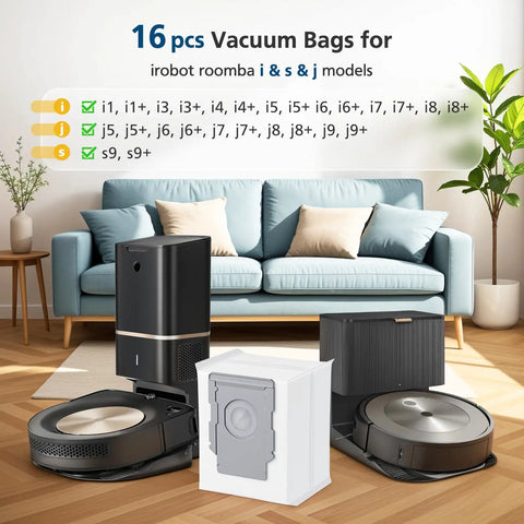 16 Pack Vacuum Bags For iRobot Roomba Series With Easy Fit 104 105 405 504 505 705 i7 i7 Plus i8 i8 Plus i3 i3 Plus i4 i4 Plus