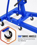 2 Ton Folding Engine Hoist With 4400 Lb Hydraulic Capacity, Heavy Duty Cherry Picker For Auto Shops, showing 360° swivel wheels for easy mobility.