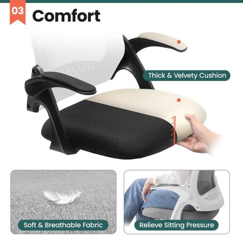 Ergonomic Office And Gaming Chair With Lumbar Support And Breathable Mesh Back Adjustable Height Swivel Rolling Wheels Flip Up Arms