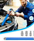 Mechanic using Offset Extension Wrench Set With 15 Inch Reach, Impact Ready Socket Wrench Kit Includes Quarter Inch, Three Eighths Inch, And Half Inch Square Drive Adapters, Zero Degree Ratchet For Tight Spaces, Gearhead Ready For Car Repairs And Engine Bay Access, with adapters shown.