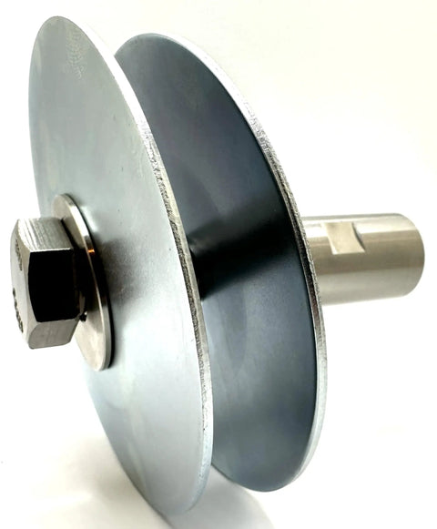 Built Tough Stainless Steel Angle Grinder Buff Extender Kit With 5/8-11 Threads, showing polished stainless flanges and extender.