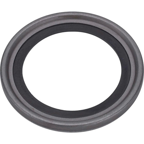 Close-up of a grease seal from GM Front Disc Brake Rotor Bearing And Seal Kit With Inner And Outer Tapered Bearings And Grease Seals.