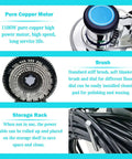 Heavy Duty Floor Polisher And Buffer For Commercial Use with information about copper motor, brush, and storage features.