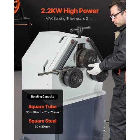 Heavy Duty Electric Roll Bender Machine Featuring Smooth Three Roller Gearing And Quick Flip Foot Switch That Knocks Out Straight Up Pipe Shaping Jobs Like A Champ With Zero Hassle Or Sloppy Edges, 2.2KW power with square tube bending capacity
