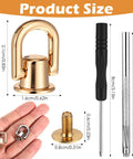 4 Pcs D Ring Hardware Kit For Purses And Bags 360 Degree Rotatable D Ring Studs Gold with size comparison and tools