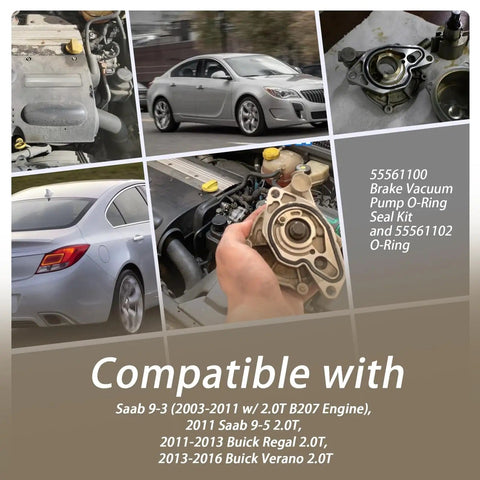 Beef Up Your Brake Vacuum Pump O Ring Seal Kit 55561100 55561102 For Saab 9-3 2.0T B207 Engine, image collage with seals and cars