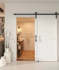 Smooth Sliding Barn Door Hardware Kit 40X84 Inch Rustic Wood Panel Room Divider with heavy duty track in modern interior.