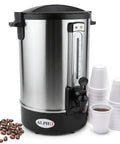 100 Cup Electric Coffee Urn Stainless Steel Beast With Massive Capacity Percolator Pot And Leak Proof Tap Hot Beverage Dispenser, front view