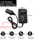 Solid Build AC To DC Converter 100-240V To 12V 2A 24W With Car Cigarette Lighter Plug, showing power adapter with extension cord.