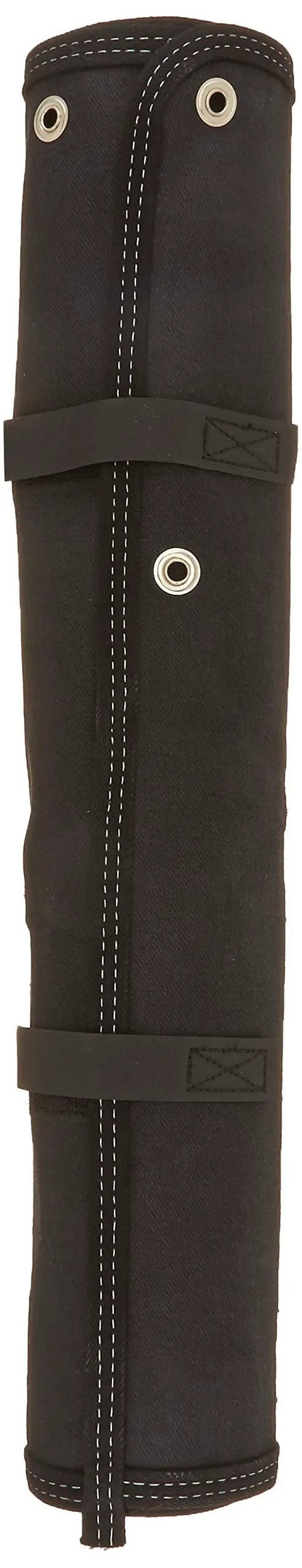 Denim Tool Roll With Clear Pockets, 14 Pockets, Measures 30 And 3 Quarter Inches By 22 And 1 Quarter Inches, Heavy-Duty Gear Organizer, rolled up