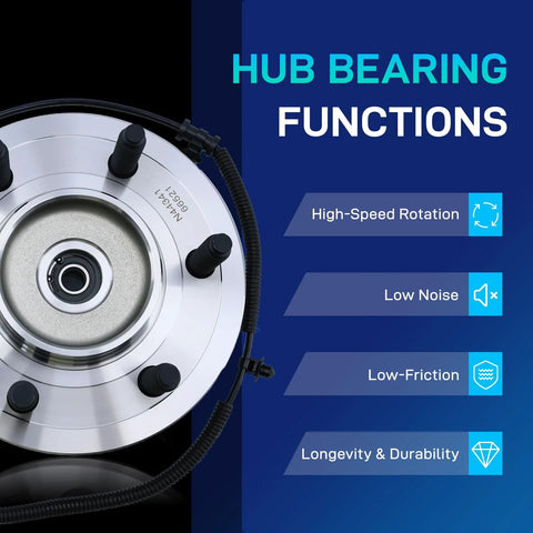 Front Wheel Bearing And Hub Assembly For 2011-2014 F-150 Expedition Navigator 6 Lug 4WD With ABS Replacement Part 515142