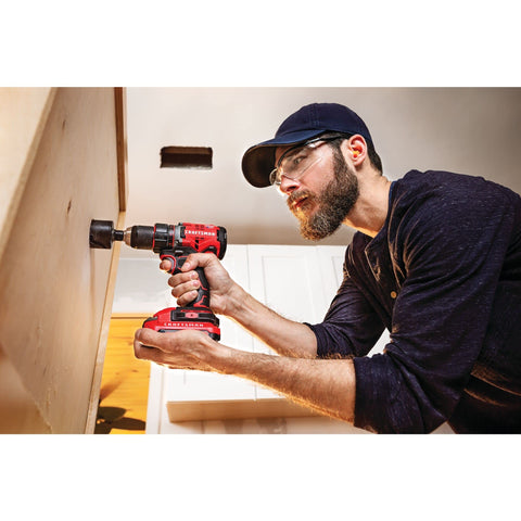 Man using 20V Max Cordless Drill Driver With 1/2 Inch Keyless Chuck, Includes Two Batteries And Charger, Brushless Motor
