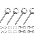 Top Shelf 304 Stainless Steel Eye Bolts M4 X 40mm Threaded Lifting Rings With Lock Nuts And Precision Flat Washers set.