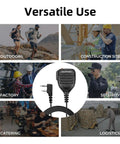 Universal Walkie Talkie Microphone for Ham Radios with High Fidelity Sound and 360 Rotating Clip in versatile use environments.