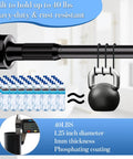 Heavy Duty Tension Curtain Rod 48 To 140 Inch No Drilling Easy Install Extra Long Shower Rod For Closet Bathroom Windows Black Steel