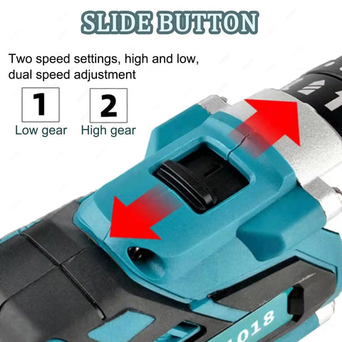 Smooth Adjustable Electric Wire Stripper 18V Battery Powered Cable Peeler showing slide button for dual speed adjustment.