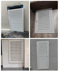 Solid Louvered Vent Access Panel Aluminum Recessed Magnetic Hatch For Drywall Attic Walls With Heavy Duty Inspection Door, multiple angles.