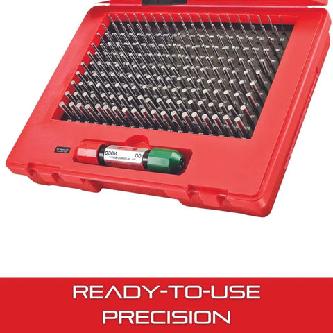 High Precision Steel Pin Gauge Set With Rugged Protective Case For Deep Bore Gaging And Hole Size Check.061 To.250 Inch Range, 190 Gages