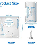 Diagram showing Six Pack Stainless Steel Cabinet Hinge Repair Plates With 36 Self Tapping Screws, dimensions labeled.