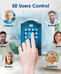 Hand using keypad on WiFi Smart Deadbolt With Keyless Entry And Remote Unlock No Key Needed Easy Install Electronic Door Lock