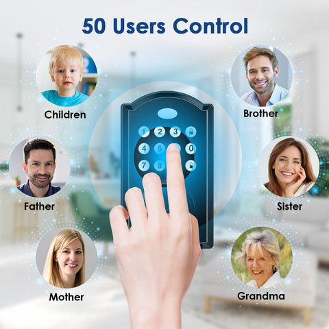 Hand using keypad on WiFi Smart Deadbolt With Keyless Entry And Remote Unlock No Key Needed Easy Install Electronic Door Lock