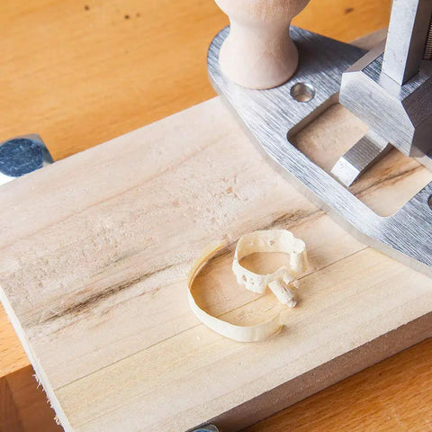 Router Plane Hand Tool With Depth Stop And Base Holes Pro Grade 8mm Blade Heavy Duty Easy Depth Adjustment Ergonomic Handle shown on wood
