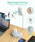 USB C Portable Travel Power Strip With Three Outlets And Three USB Ports Fast Charge For Cruise Or Home Office showing flat plug in use