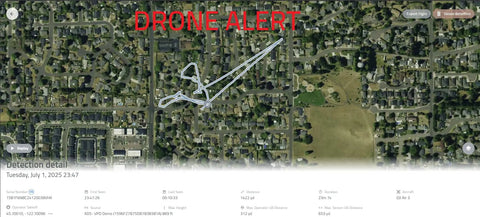 Map interface showing drone flight path for Handheld Drone Detection Kit With Real Time Alerts For Law Enforcement And Event Security