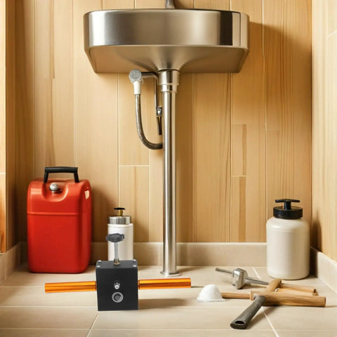 Pro Grade Electric Wire Puller For Electricians Aluminum Alloy Cable Threader For Wall Conduit Runs No Wall Damage Quick And Easy Wiring For Home Renovations And Commercial Low Voltage Cabling, shown in a sink area