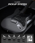 Starter Electric Guitar Kit With 39 Inch DST-80 All In One Bundle Featuring Classic SSS Pickup System in a case