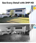 Day and night view of home captured by Wired 4 Channel 5MP Lite AHD DVR Security System With 500GB Hard Drive 4 Indoor Outdoor 3MP CCTV Cameras Human Detection Night Vision Plug And Play Setup Reliable Local Surveillance Kit For Home Or Small Business