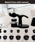 All In One Pro Grade Watch Repair Kit With Carrying Case And 145 Piece Tool Set including watch press and interchangeable dies