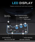 Top Shelf Electric Ice Cube Maker Machine With Integrated Water Dispenser digital control panel with soft-touch buttons.