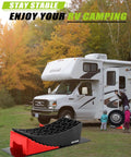 RV Leveling Blocks 2 Pack With Ramp Kit For Camper And Travel Trailer, heavy duty black blocks under RV wheels