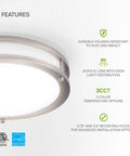 Features of 10 Inch Round Flush Mount Ceiling Light With 3 CCT Dimmable LED Fixture Energy Star ETL Listed Low Profile