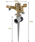 Two Pack Impact Sprinklers With Stand Spike Heavy Duty Zinc Alloy Lawn Sprinkler Heads On Spike Base Adjustable From 360 Degrees