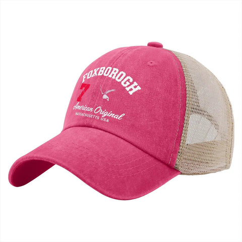 Dope Outdoor Trucker Hat For Men With Vintage Style, rose red cap with mesh back and white embroidery on front.