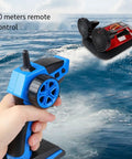 Hand holding controller for Beginner Friendly Remote Control Hovercraft Boat Amphibious RC Watercraft with dual motors on water