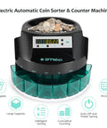 Boss Level Electric Coin Sorter And Change Counter With Huge Led Display, grinds through US coins efficiently with digital screen.