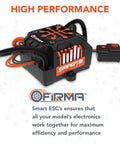 Firma 130A Brushless Smart ESC and 1900Kv Sensorless Motor Combo with Telemetry, black and orange design, front view