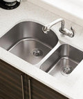 Undermount 31.5 Inch Stainless Steel Dual Bowl Kitchen Sink 16 Gauge With D Shape Bowls And Front Aligned Prep Sink Offset Faucet Ready