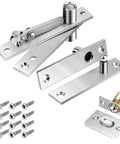 1 Pack Heavy Duty Pivot Hinge Set With Door Ball Catch for Wood Doors, stainless steel, 360-degree rotation, includes screws