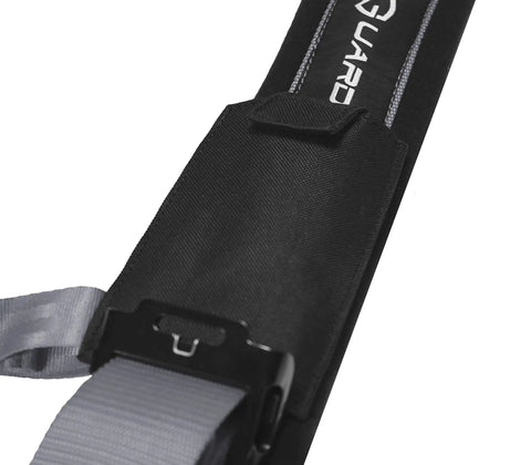 Close-up of Gray 4 Point Harness With 2 Inch Straps Universal UTV Off Road Harness Kit showing padded shoulder detail and buckle.