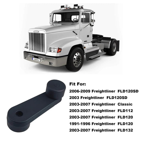 Window Crank Handle 775-5201 Replacement For Freightliner Trucks Black 1 Pack shown with compatible truck models list and image of a Freightliner truck.
