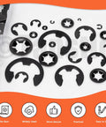 Tanstic 260-piece set of black internal-tooth star lock washers and retaining rings for machinery