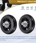 Luggage Suitcase Replacement Wheels 80x24mm Rubber Swivel Caster Bearings Repair Kit with 2 PU Wheels and Bearings